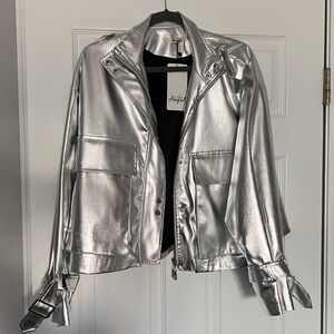 NEW Silver Metallic Lame Jacket with tag for women